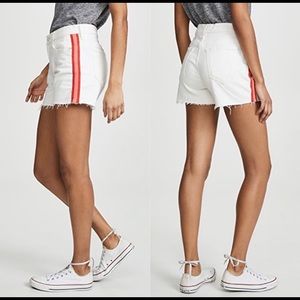 MOTHER DENIM THE SINNER WHITE TRACK STRIPE SHORTS